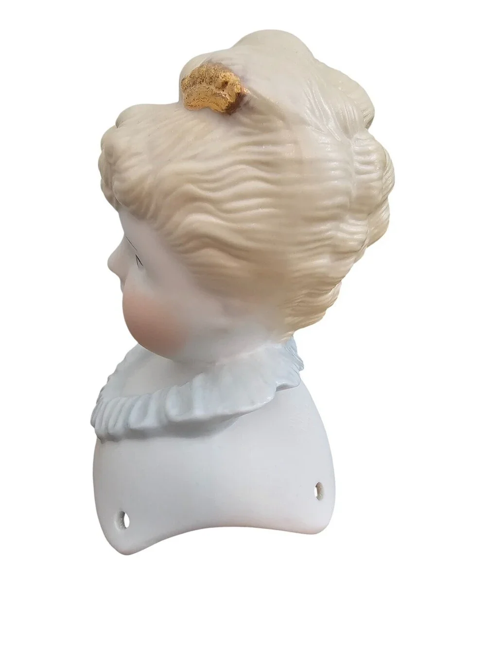 Vintage Hand Painted Bisque Doll Bust Head 